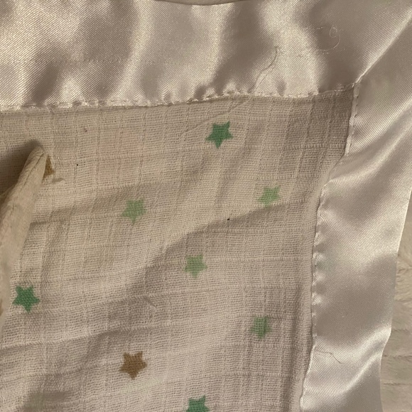 Aden + Anais Bunny Rabbit White With Green & Tan Stars Muslin Baby Lovey - Picture 5 of 6